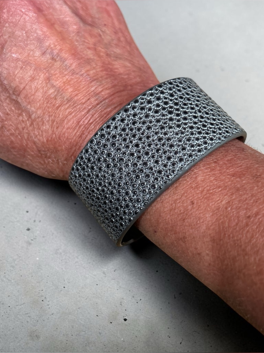 Waverly Textured Gray Pebble Leather Bracelet